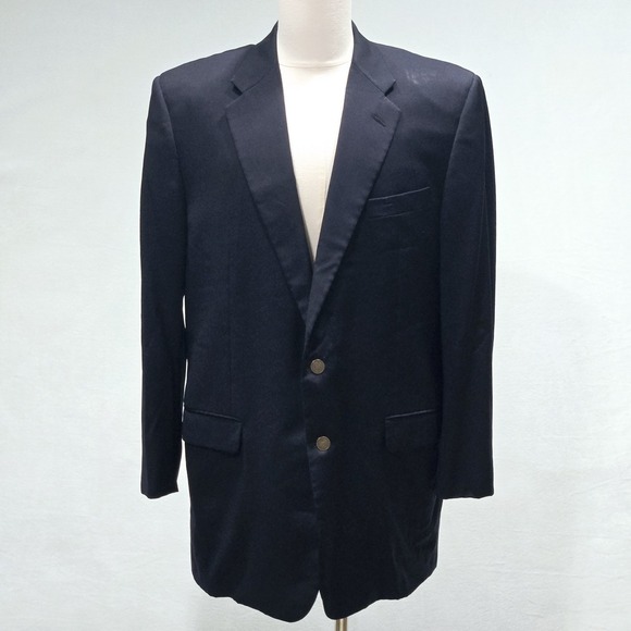 Hickey Freeman Sport Coat Blazer Wool Cashmere Navy Blue Mens 42Long Made In USA - Picture 1 of 13